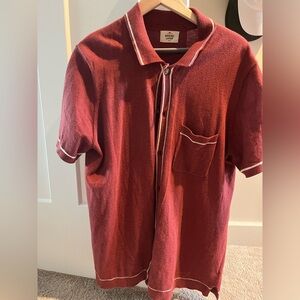 Marine layer Men's Burgundy Button Down Shirt